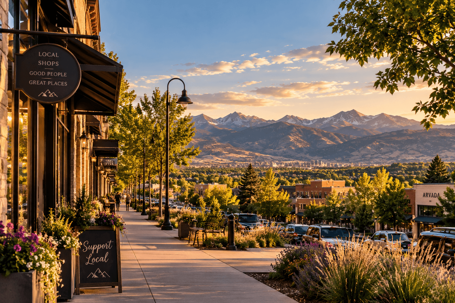 A Front Range landscape with homes and mountain views